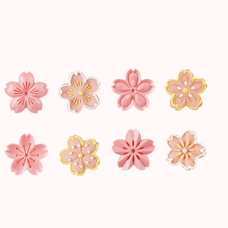 Set 5 khuôn ép tạo hình hoa anh đào trang trí bánh Bộ dụng cụ nhấn cắt làm bánh quy