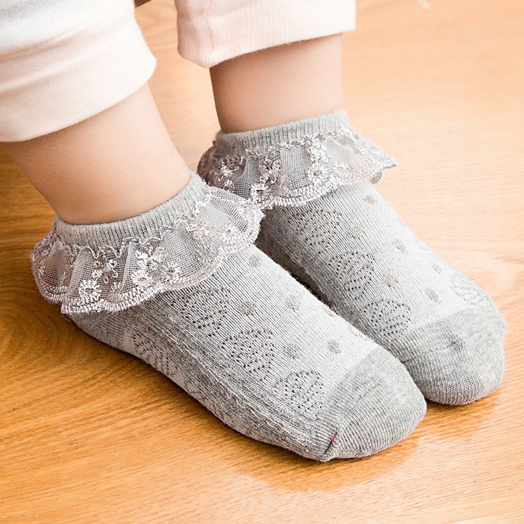 Vớ Cotton Lưới Mỏng Phối Ren Màu Sắc Xinh Xắn Cho Bé Gái