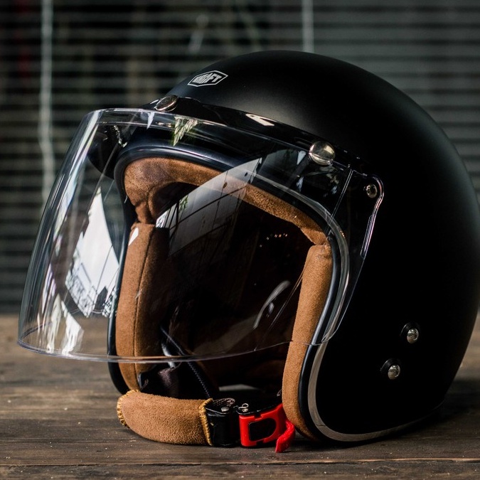 Kính Chắn Gió GRS 1/2 mặt tích hợp mái che - Dùng Được Cho Tất Cả Các Loại Nón 3/4 Nút Bấm