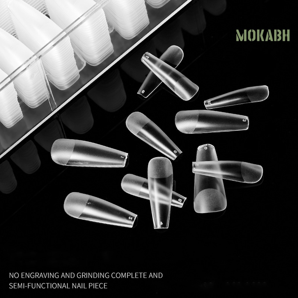 Set 120 Móng Tay Giả Nối Dài Che Nửa Độ Trong Suốt Hình Giọt Nước
