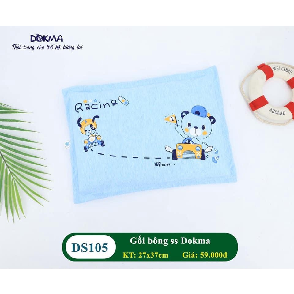 GỐI SƠ SINH gối cho bông cho bé DOKMA GỐI chất vải cotton mềm mịn thoáng mát