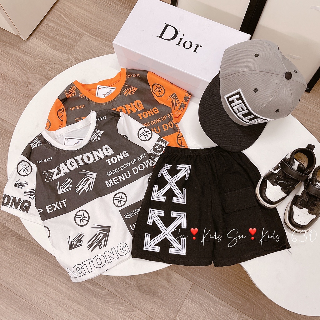 Bộ cộc tay bé trai họa tiết khỏe khoắn, bộ cotton ZAGTONG cực chất cho bé