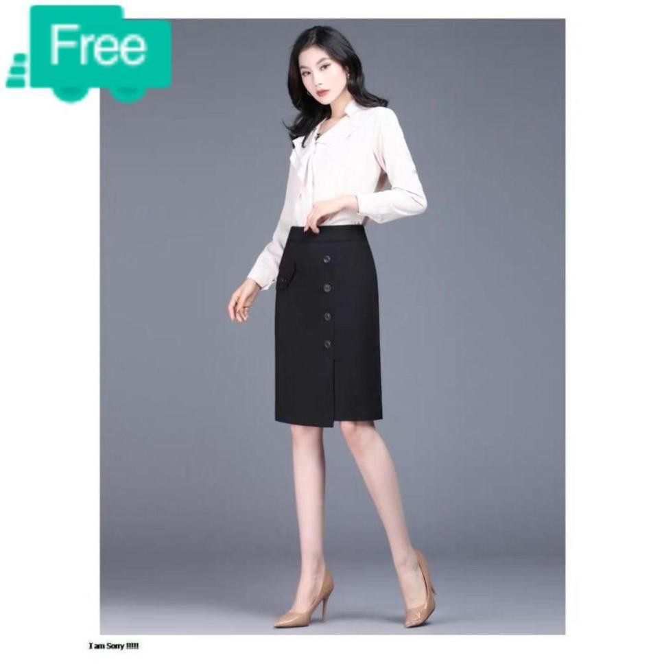 Chân váy bút chì xẻ tà 60cm lệch dáng suông | BigBuy360 - bigbuy360.vn