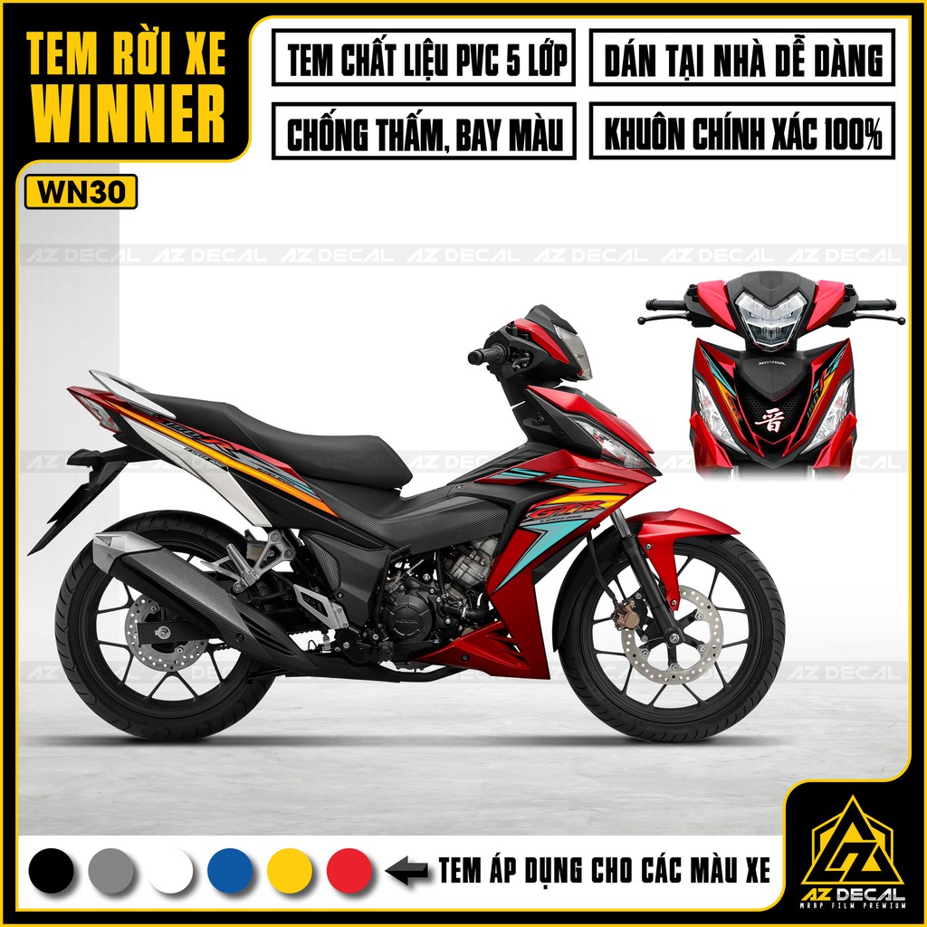 Tem Xe Winner 150 Mẫu 150R GTX Cách Điệu | WN30 | Tem Rời Winner V1 Decal Chống Nước, Chống Bay Màu