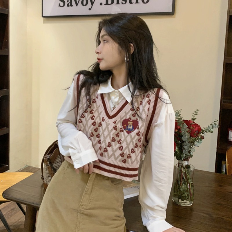 Porozi  Áo len không tay cổ chữ V thời trang Hàn Quốc