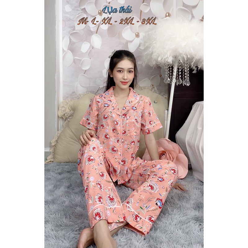 Bộ pijama lụa quần dài tay ngắn | BigBuy360 - bigbuy360.vn