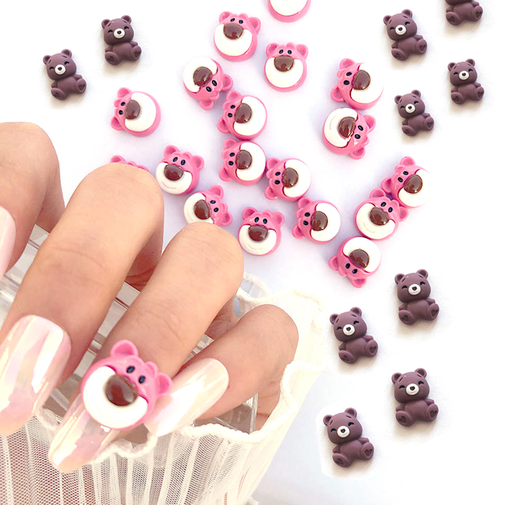 (Hàng Mới Về) Bộ 3 Món Phụ Kiện Trang Trí Móng Nghệ Thuật Họa Tiết Hoa Hướng Dương / Gấu / Hoa Hướng Dương 3D