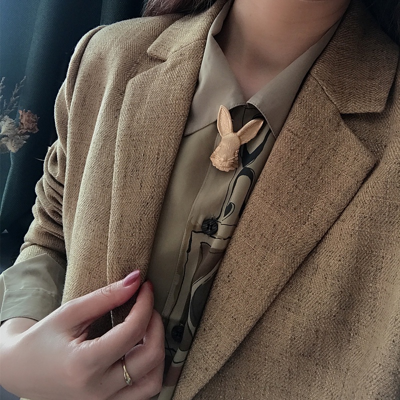 Trâm Cài Áo Hình Động Vật Màu Vàng Đục Dễ Thương Sáng Tạo Phong Cách Cổ Điển Cho Nữ