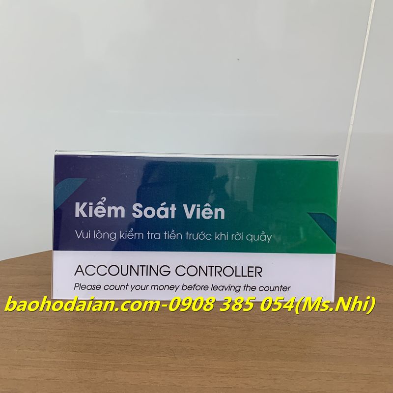 Bảng chức danh 2 mặt để bàn chất liệu mica KT10x20cm- Hình thật