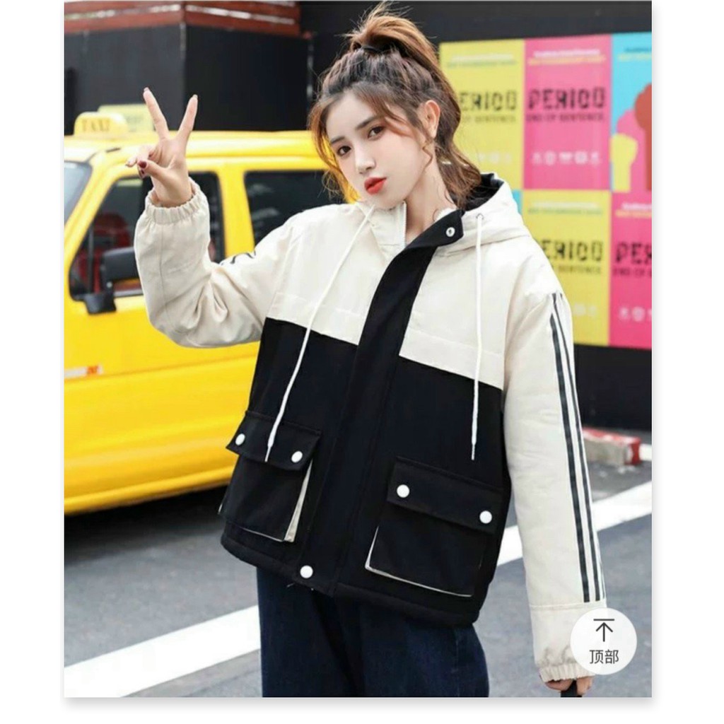 ÁO DÙ 2 LỚP TÚI HỘP PHỐI SỌC TAY PHONG CÁCH HÀN HOT