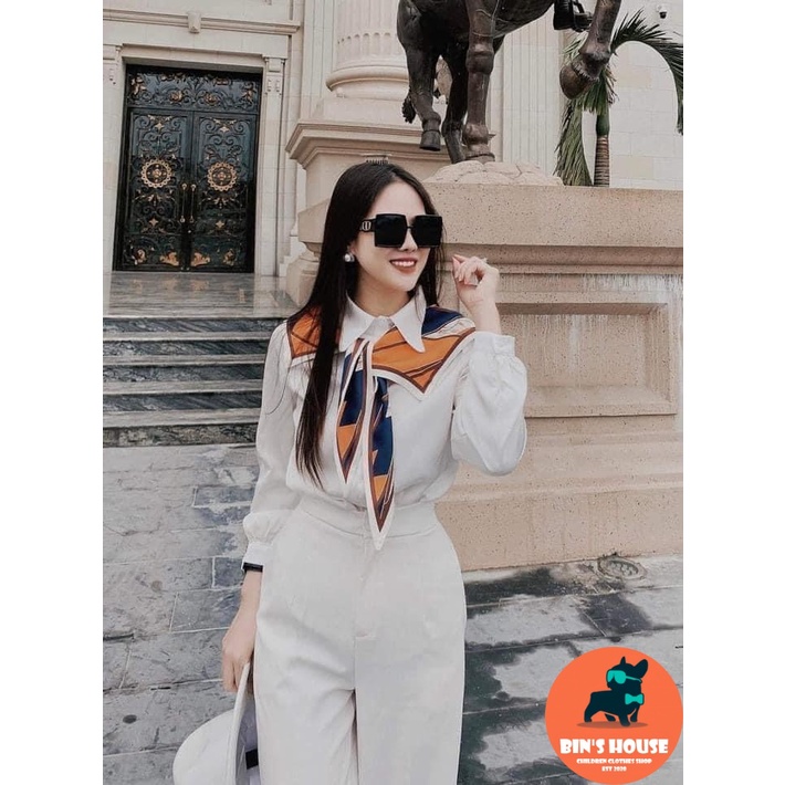 ÁO SƠ MI NỮ DÀI TAY KÈM KHĂN QUÀNG CỔ BINSHOUSE