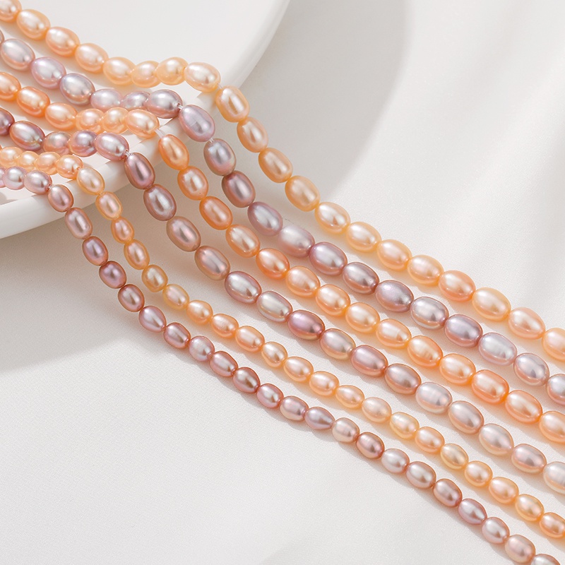 Bộ 5 Hạt Ngọc Trai Tự Nhiên Hình Cơm Nắm Dùng Làm Vòng Tay / Dây Chuyền diy