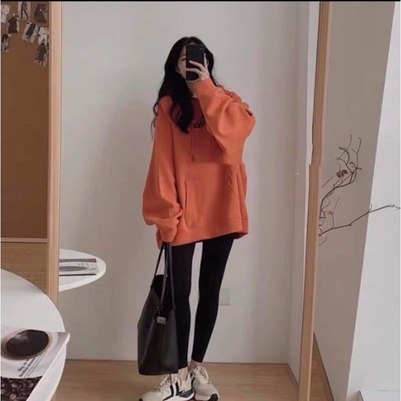 Set đồ nữ  Set áo hoodie màu cam quần legging dáng rộng unisex dành cho nữ mùa thu đông ấm áp PHULA ulzzang