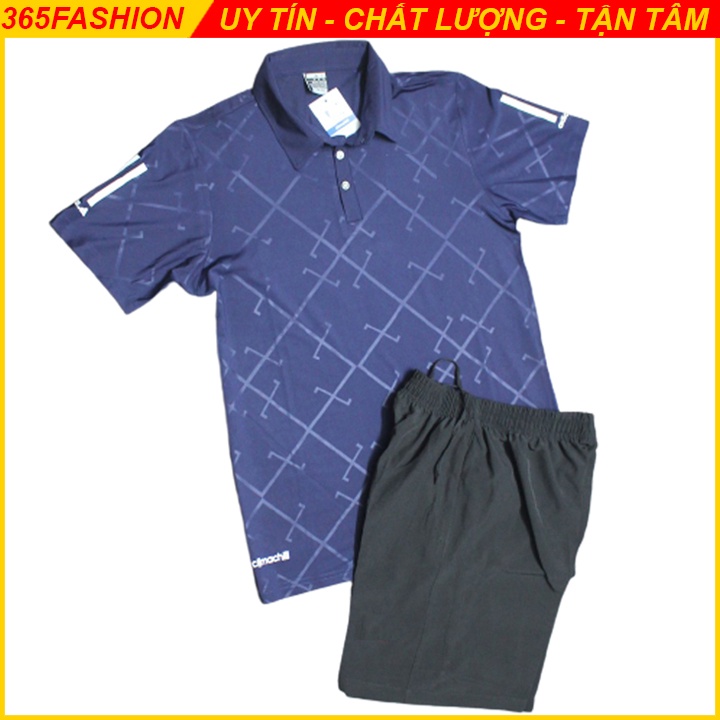 Bộ Thể Thao Nam Cổ Bẻ, Họa Tiết Vân Chìm Cực Đẹp, Chất Vải Thun Mát Lạnh, Quần Vải Gió - 365fashion