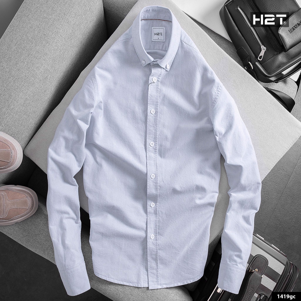 Áo Sơ Mi Nam Dài Tay H2T Kiểu Dáng Slim Fit, Chất liệu Modal Ít Nhăn, Bên Trong Cổ Áo Phối Viền Sọc Tinh Tế 1419 | BigBuy360 - bigbuy360.vn