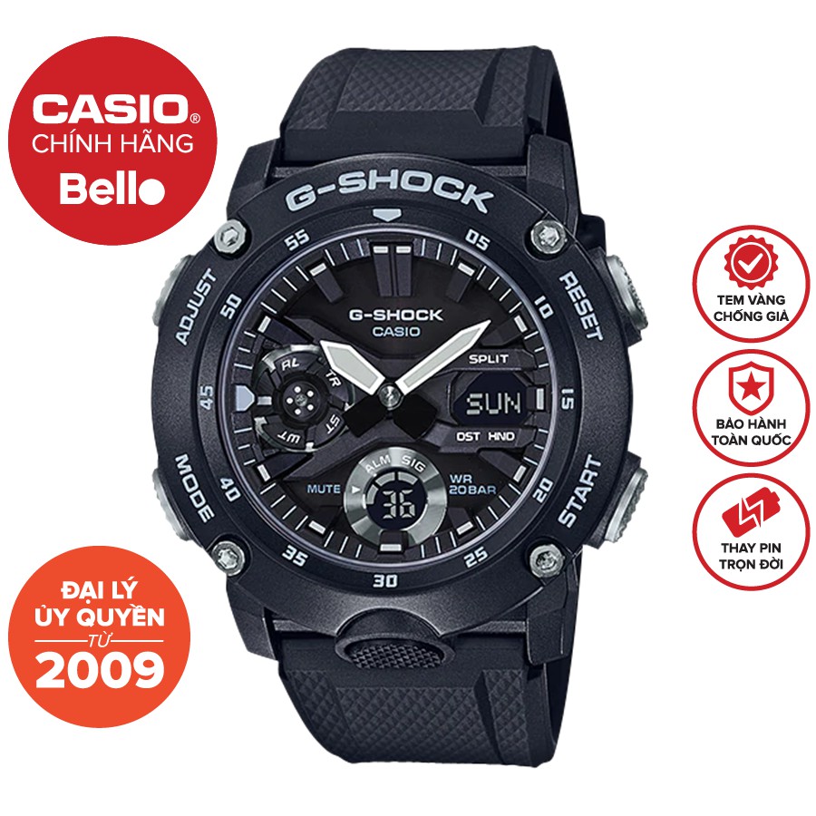 Đồng hồ Nam Dây Nhựa Casio G-Shock GA-2000S-1A chính hãng bảo hành 5 năm Pin trọn đời