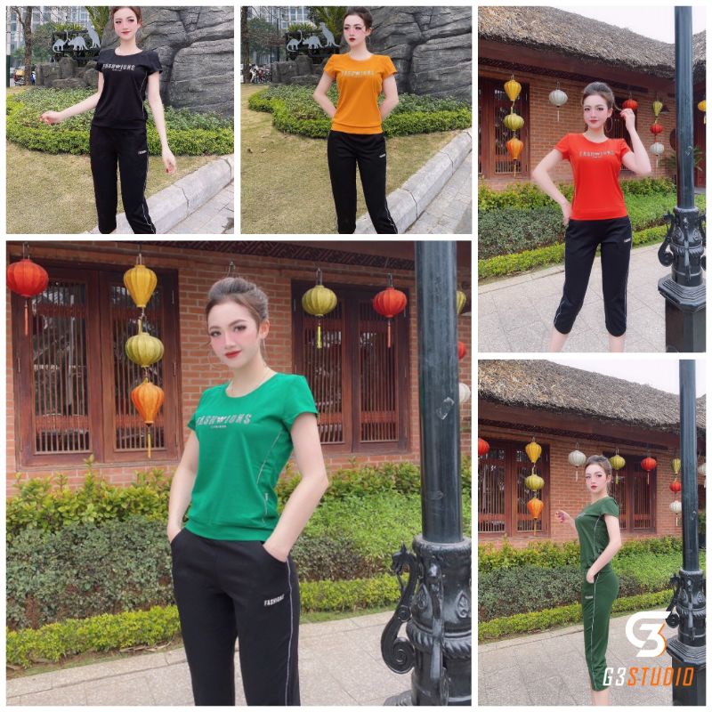 Đồ bộ thể thao nữ quần ngắn lửng mùa hè cao cấp cá tính năng động Evancy code 805