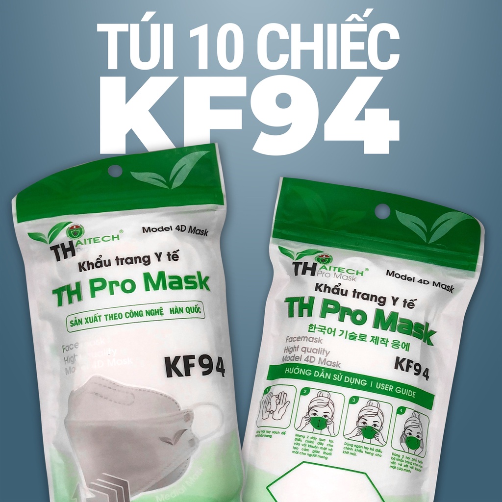 [Túi 10 chiếc] Khẩu trang KF94 4D - 4 lớp công nghệ hàn quốc (2 mẫu bao bì)