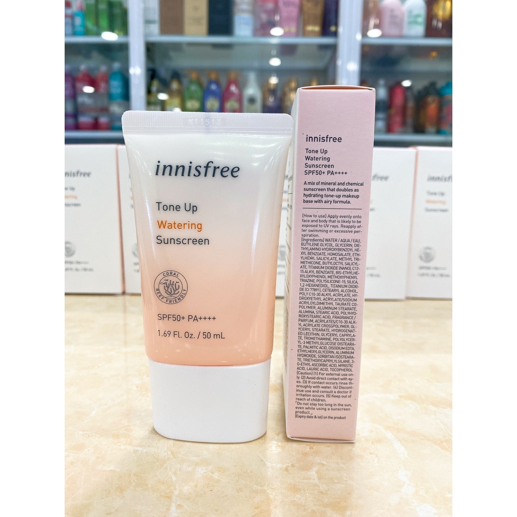 Kem Chống Nắng Nâng Tông, Dưỡng Ẩm Innisfree Tone Up Watering Sunscreen SPF50+/PA++++ Hàn Quốc 50ml