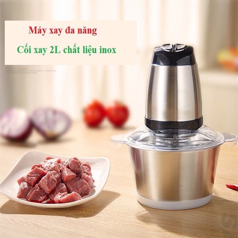 Máy xay thịt thực phẩm đa năng - Thiết bị xay trộn nghiền - Dung tích 2L, tiện dụng cho gia đình - BH 6 THÁNG