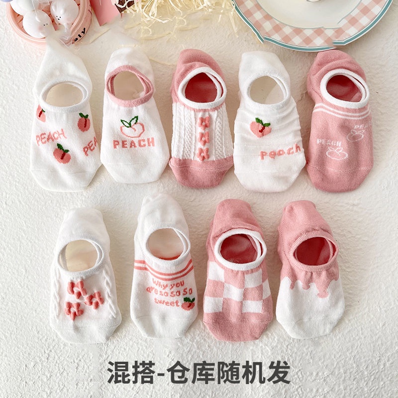 Đôi Vớ Thuyền Bằng Vải cotton In Hình Hoạt Hình Phong Cách Hàn Quốc Dành Cho Nữ