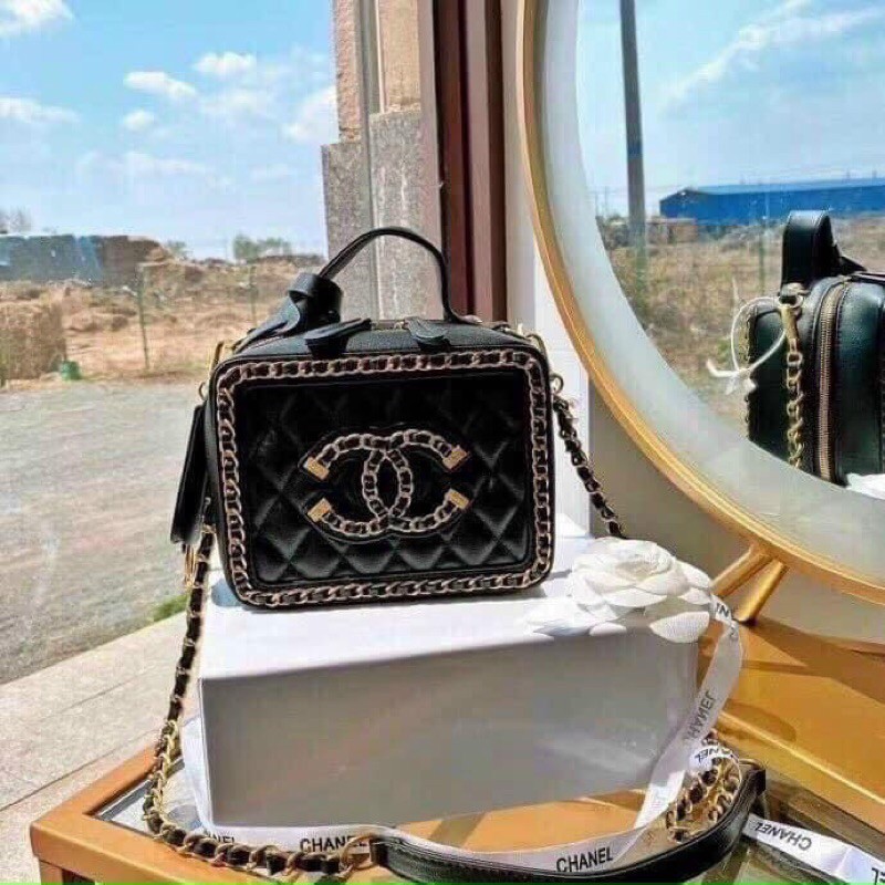 Túi xách nữ kiểu hộp chanel logo nổi mới trend m