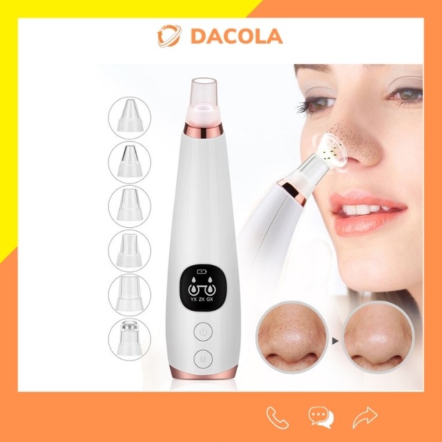 Máy Hút Mụn, Đầu Đen Cám Bọc Cầm Tay Mini Blackhead Spa Hút Nặn Mụn Trứng Cá Tặng 6 Đầu Hút Đa Năng