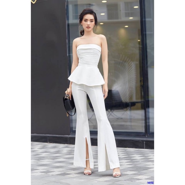 set áo peplum + quần xẻ