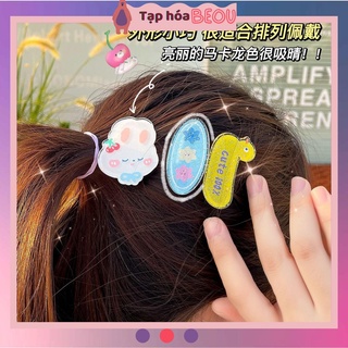 Kẹp tóc dễ thương nhiều màu set 3 cây, ghim tóc mini lấp lánh
