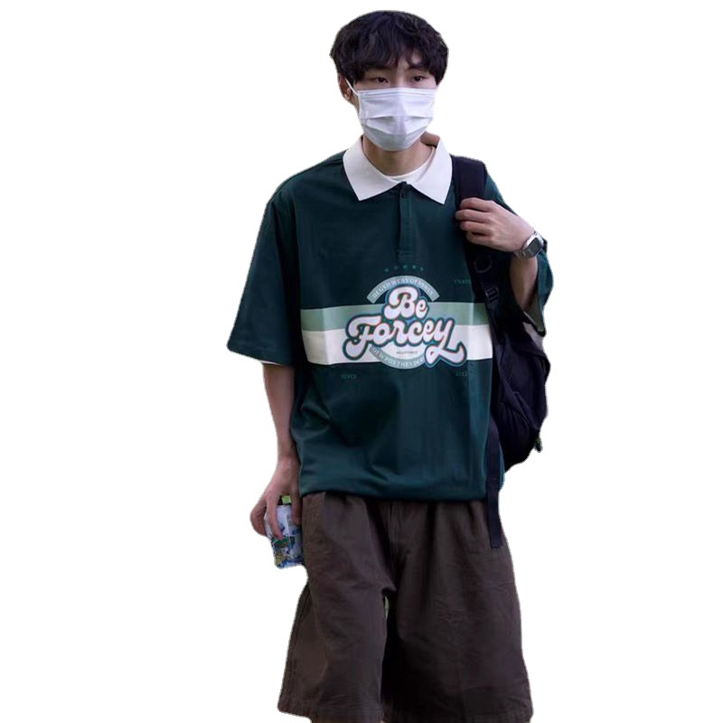 Áo Thun polo Dáng Rộng Thêu Chữ size M-3XL Thời Trang Mùa Hè Cho Nam