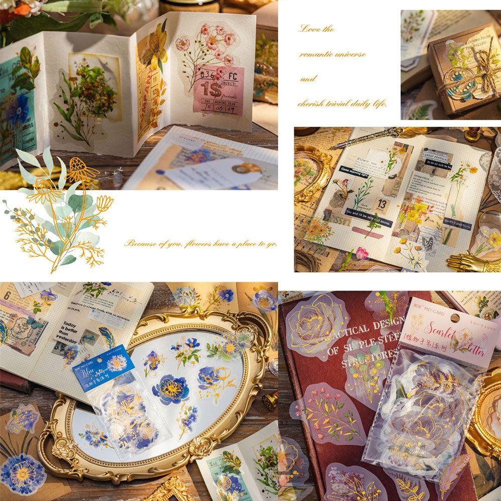 Set 30 Miếng Dán Hoa Nhiều Màu Sắc Dùng Trang Trí Sổ Tay Nhật Ký