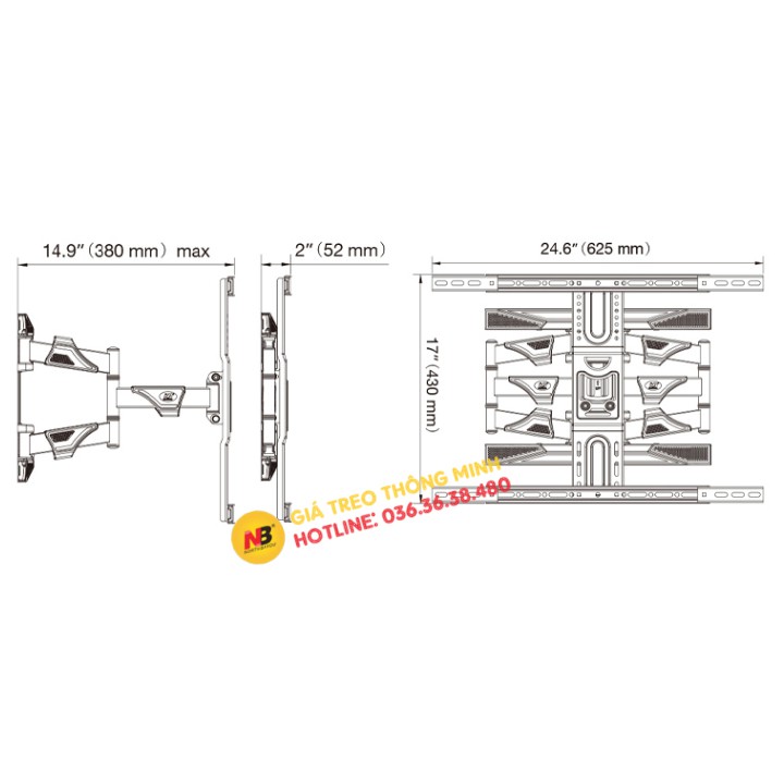 [Mã ELMS05 giảm 5% đơn 300k]Giá Treo Tivi 6 Cánh Tay Chịu Lực NB P6 45 - 75 Inch - Hàng Chính Hãng NorthBayou