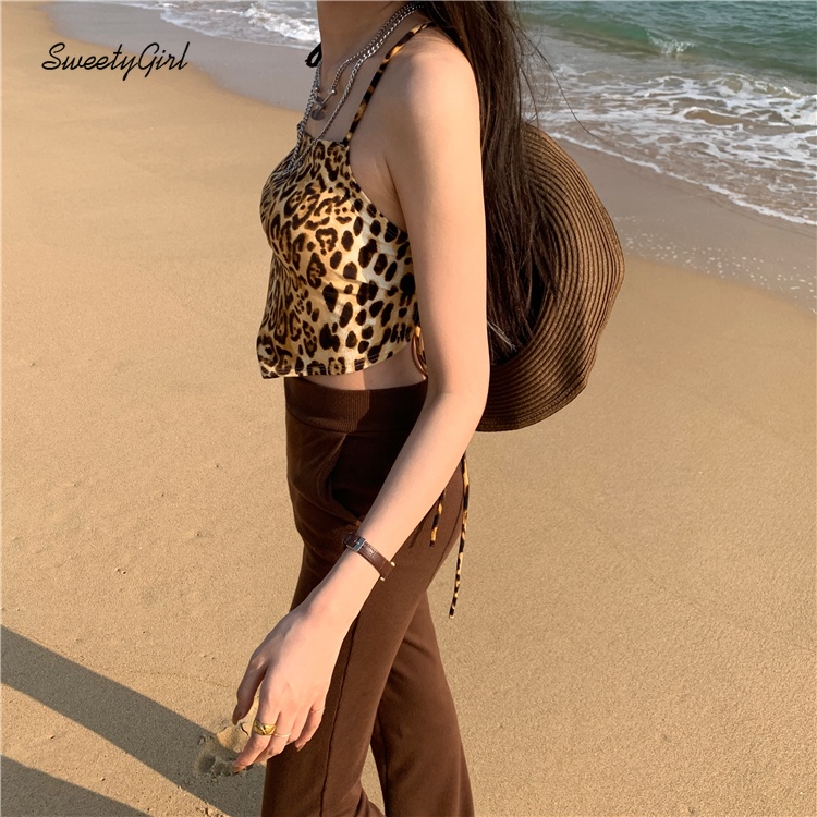 Áo Hai Dây Họa Tiết Da Báo Hở Lưng Quyến Rũ Hợp Thời Trang Cho Nữ