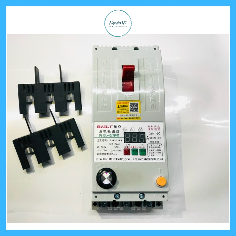 CB Bảo Vệ Mất Pha, Chống Giật BAILI 40A/63A/100A. Át Bảo Vệ Quá Tải Mô Tơ 3 Pha 380V Công Suất Lên Tới 40KW