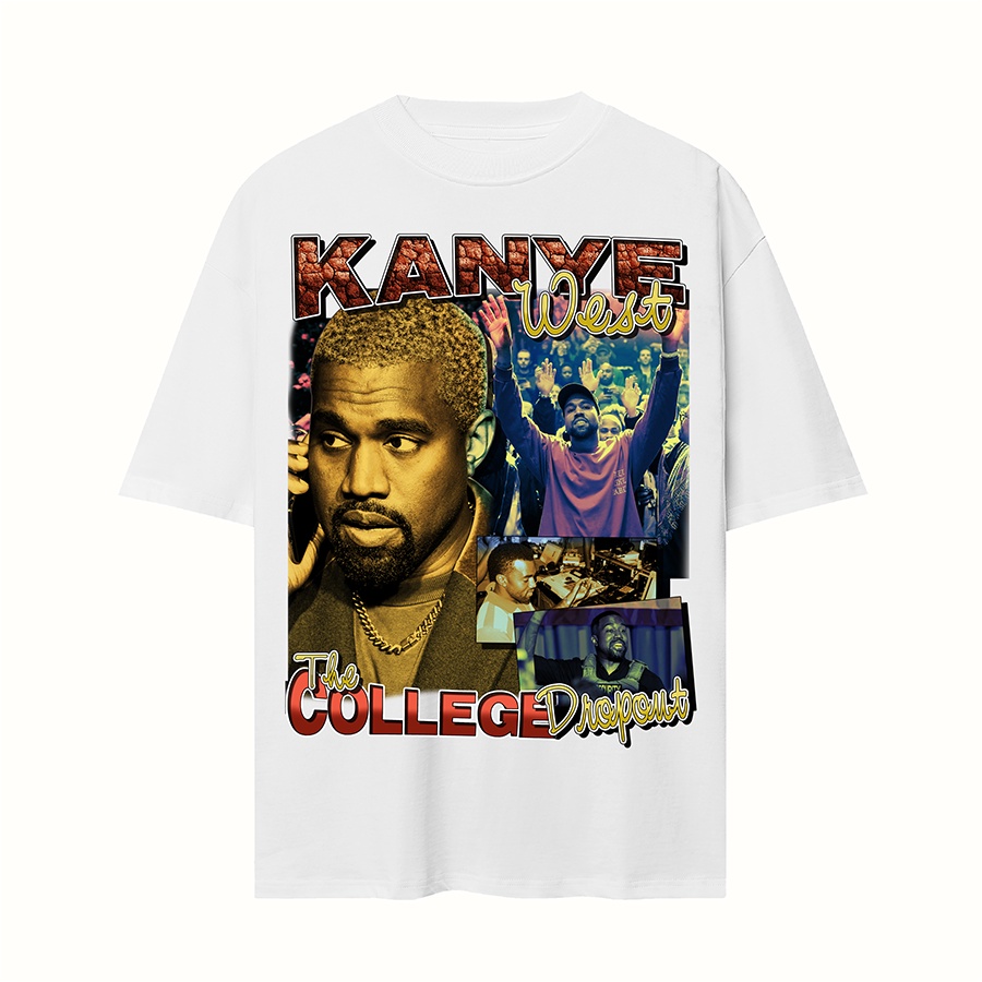 BLANK | Áo Thun KANYE WEST Tay Lỡ Unisex - Đen/Trắng Cổ Tròn