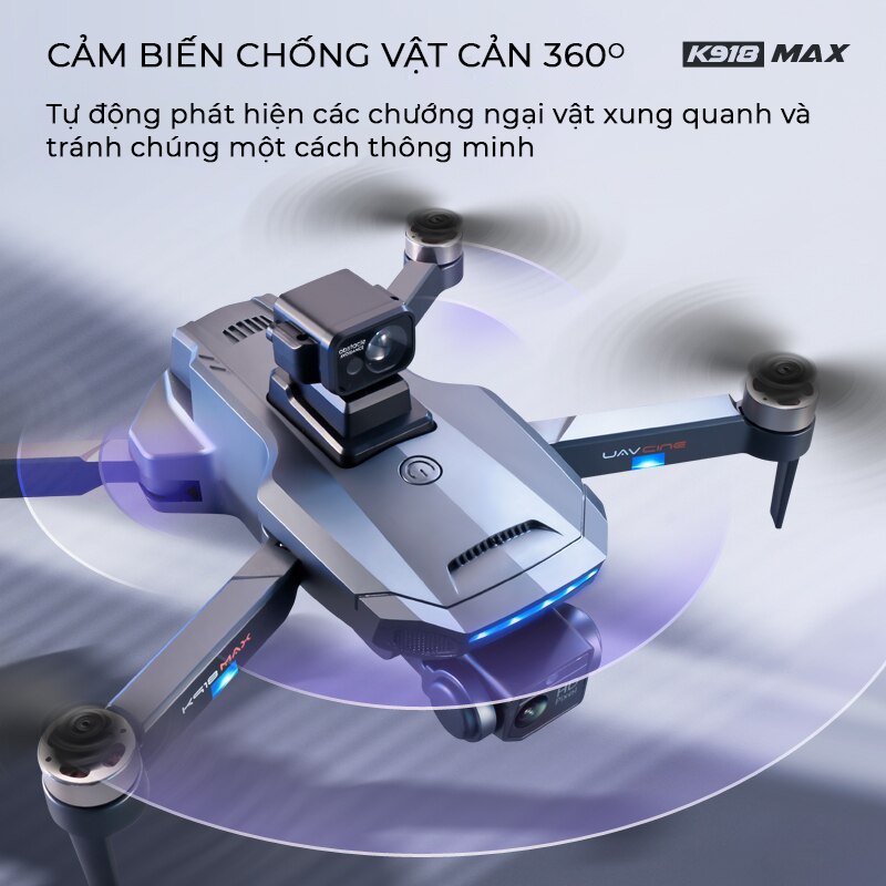 Flycam Drone Camera 4K K918 Max G.P.S Cảm Biến Tránh Vật Cản, Thời Gian Bay 25 Phút, Tầm Xa 2000m, Không Chổi Than
