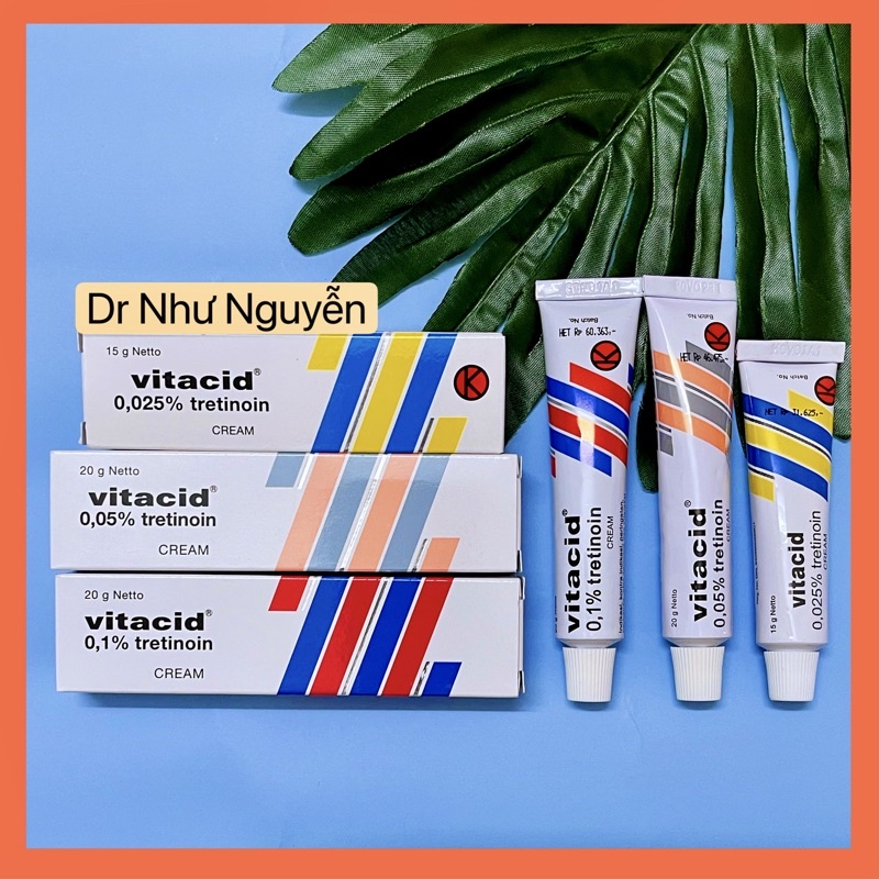 Vitacid Tretinoin Tretinon aret 0.025-0.05-0.1% giảm mụn