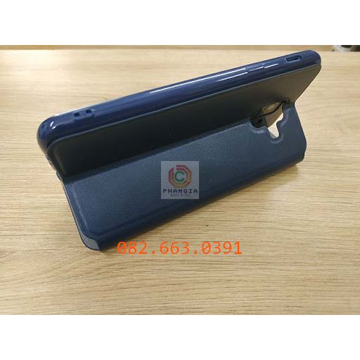 Bao da Samsung A6 /A6+/A8/A8+ 2018 da cao cấp, có ngăn thẻ, nắp gập chống đỡ xem phim