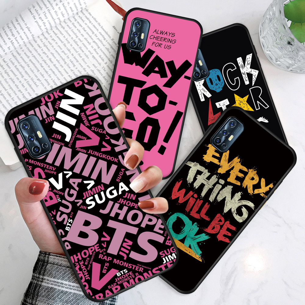 VIVO V9 V11i V11 V5 V5S Lite Plus V3 Max Z1 Pro cho Cool Graffiti Spliced Letter Pattern Phone Case Soft Silicone Casing Shockproof Matte Cover Protective Cases Ốp lưng điện thoại