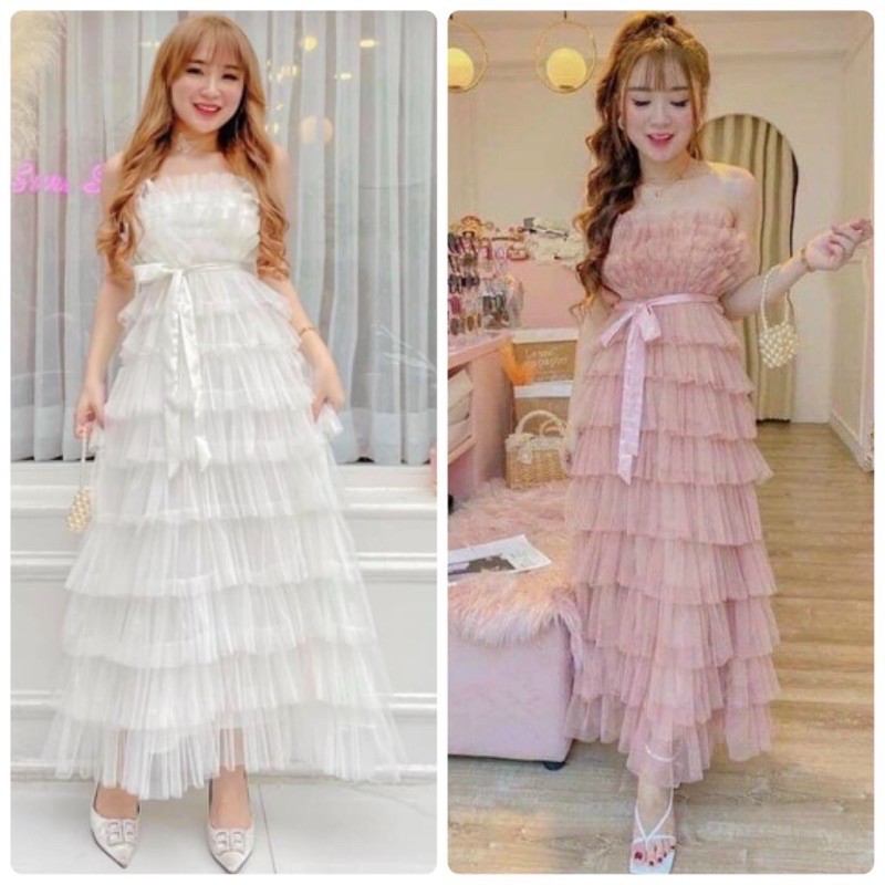 Đầm tầng dài cúp ngực nơ cột eo dự tiệc sang trọng (Video chính chủ) - Verosa Dress | BigBuy360 - bigbuy360.vn