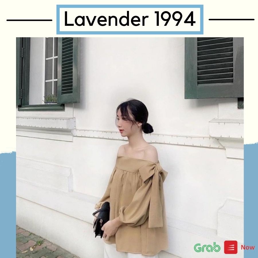 [QUÀ TẶNG DÂY BUỘC TÓC BẠN NHÉ] Áo sơ mi trễ vai nơ vai 3 màu ( đen, trắng, be)  - Lavender 1994 | BigBuy360 - bigbuy360.vn
