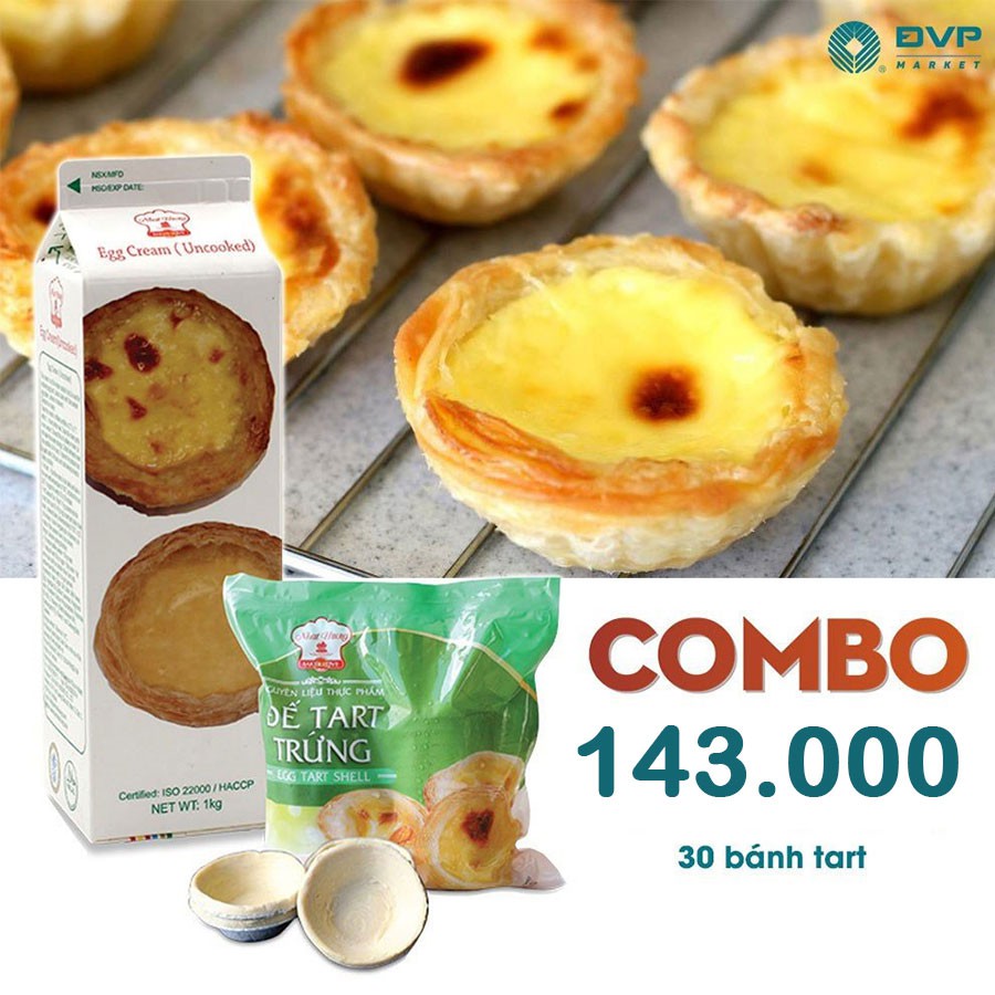 Chỉ giao TPHCM - Combo bánh tart trứng 148 (gồm 30 đế tart và 1 kg kem trứng)