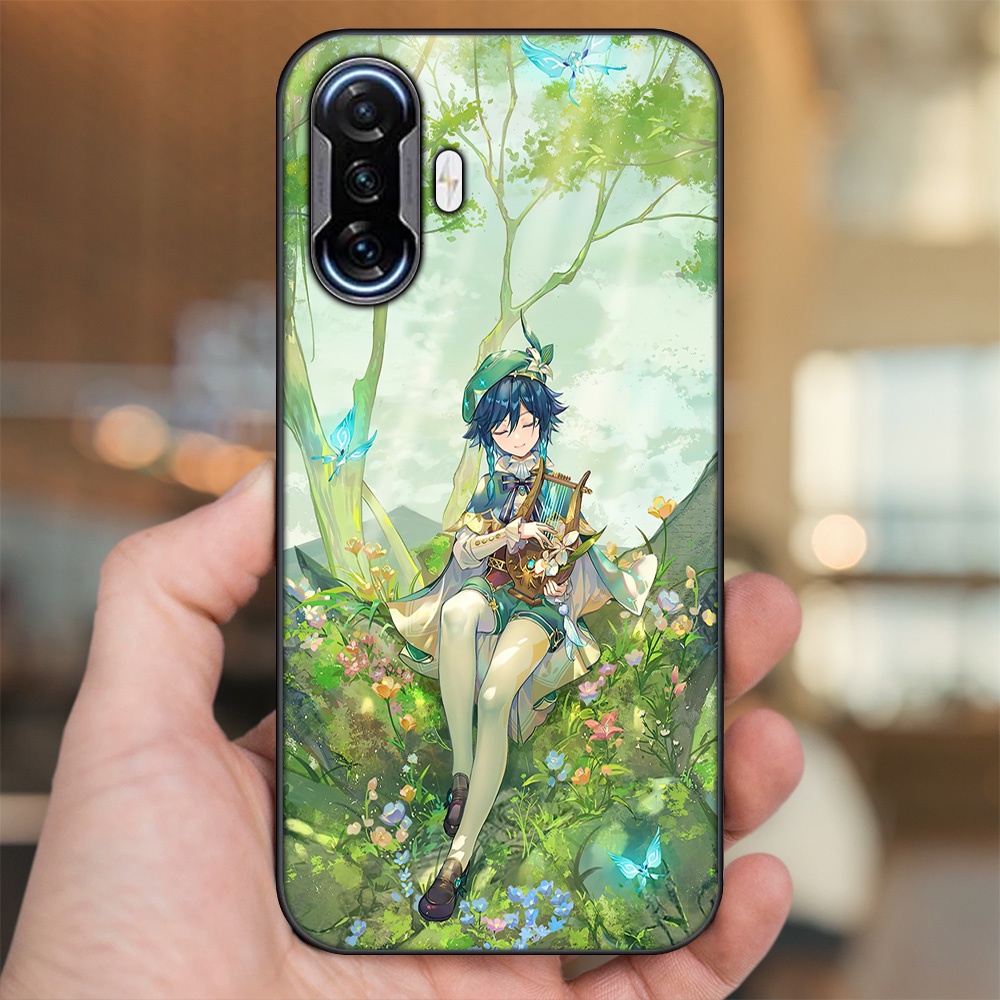 Ốp lưng Xiaomi K40 Gaming viền đen in hình Venti Genshin Impact
