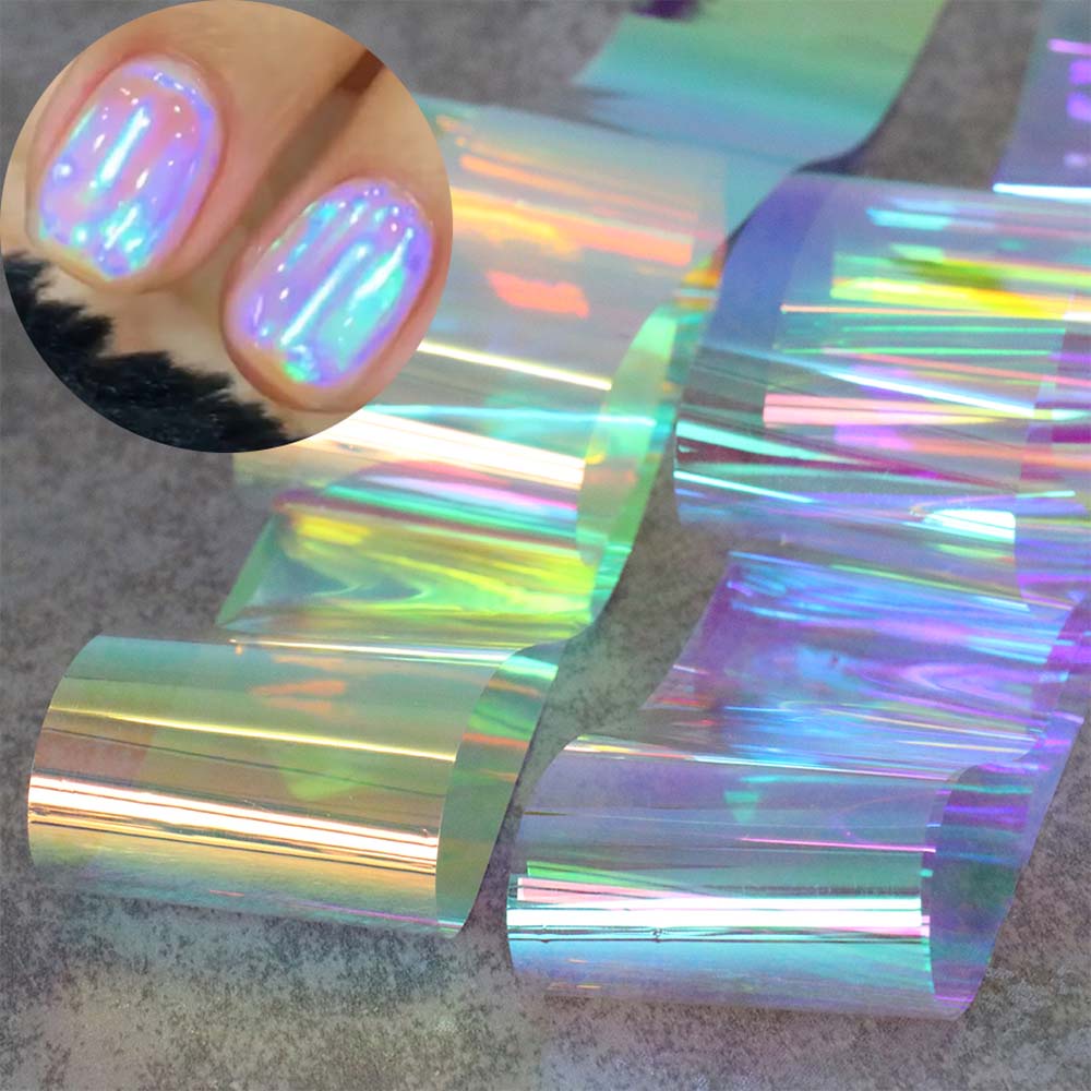 [Hàng mới về] Cuộn Giấy Kính Dán Móng Tay 1M Màu Laser Nhiều Màu Sắc Thời Trang