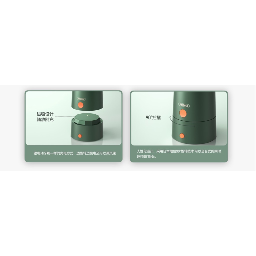 Quạt tích điện Remax F34 kệ để bàn 3 chế độ siêu mát, siêu tiện ích cầm tay 2000mah