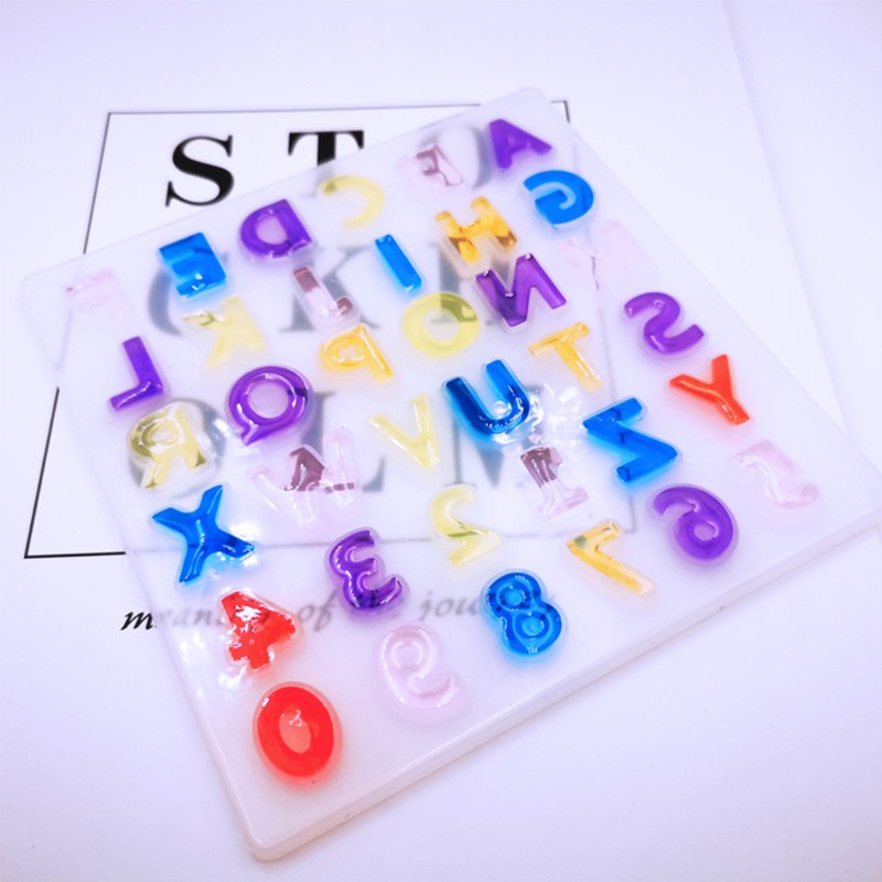 SEL 1 Set Crystal Epoxy Resin Mold Alphabet Letter Number Keychain Pendant Casting Silicone Mould DIY Crafts Jewelry Making Tools