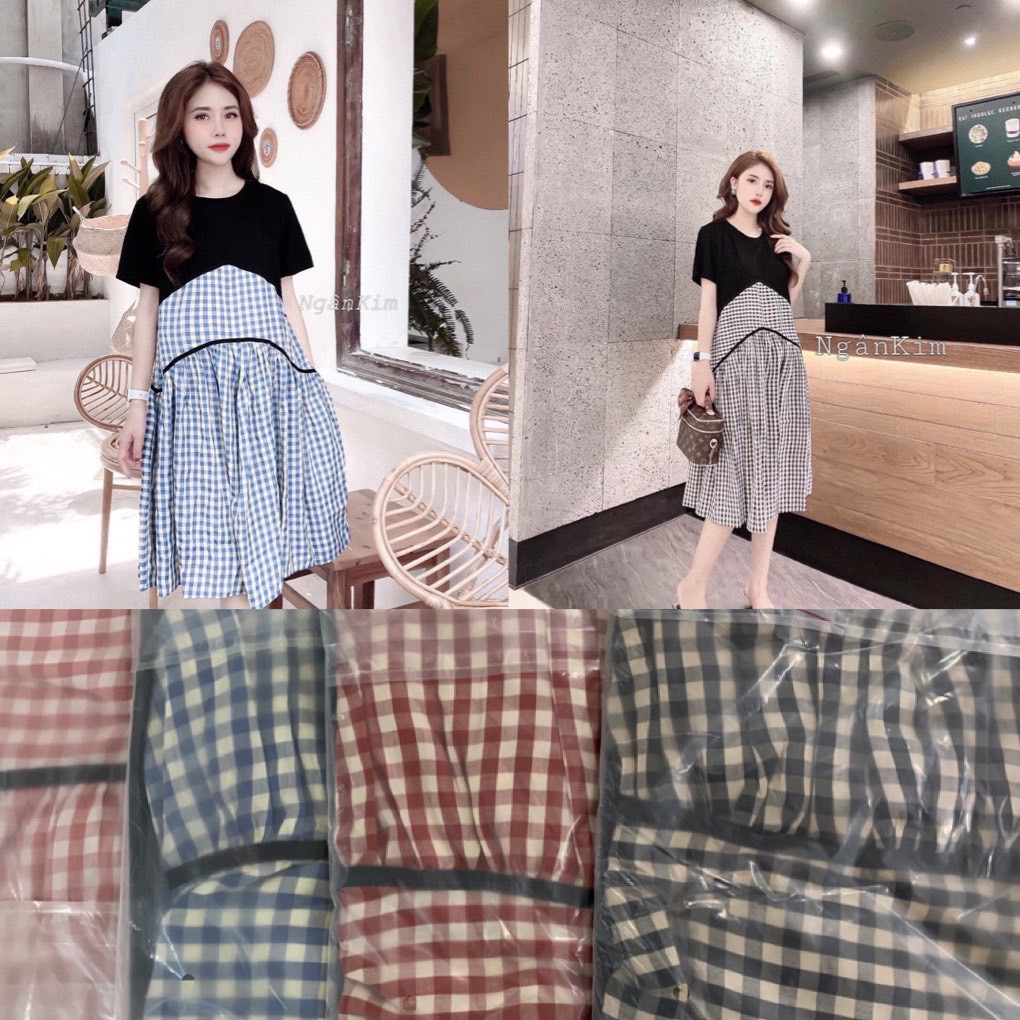 Váy bầu thời trang thiết kế M273 chất cotton freesize từu 45 đến 70kg