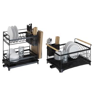 Giá đựng bát đũa cao cấp có khay và ống thoát nước thông minh