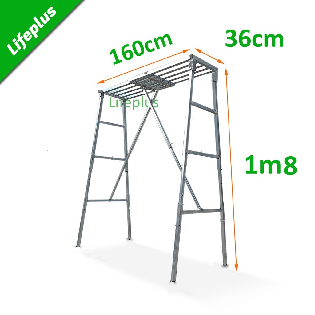 Giàn giáo gấp gọn thông minh GT4387 cao 1m83 tùy chỉnh mặt đứng 160x36cm nặng 22kg chắc chắn