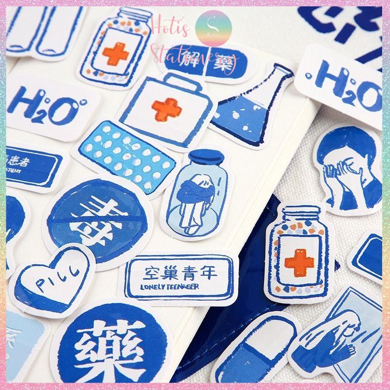 [HOTIS] Sticker hộp 46 hình, nhiều chủ đề dán sổ, dán laptop, trang trí siêu cute